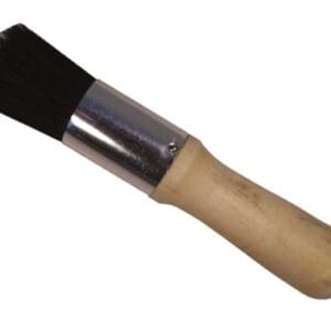 A wooden handle with a black brush on it.