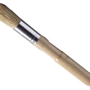 A wooden brush with a metal tip.