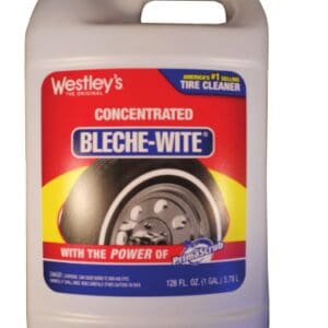 A white bottle of cleaner for wheels