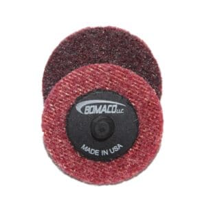 A pair of red and black discs are next to each other.
