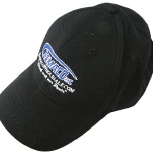 A black hat with the words " logo " on it.