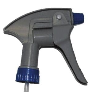 A gray and blue spray gun with a handle.