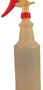 A spray bottle with a white cap on it.