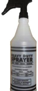 A spray bottle with the words heavy duty sprayer on it.