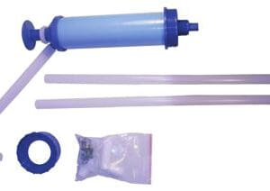 A blue tube with a straw and some white tubes