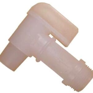 A plastic elbow that is used to connect the hose.