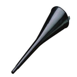 A black plastic pipe with a handle.