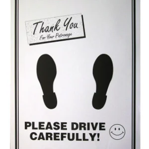 A sign that says thank you for your patronage.
