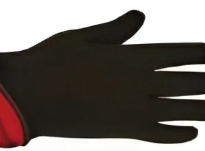 A black glove is shown with the hand in it.