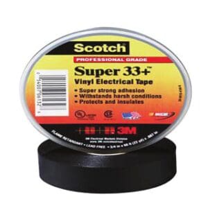 A roll of black tape is sitting on top of another roll.