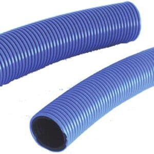 A pair of blue hose laying on top of each other.