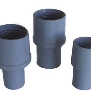 A group of three grey plastic cups.