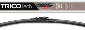A windshield wiper blade in the packaging.